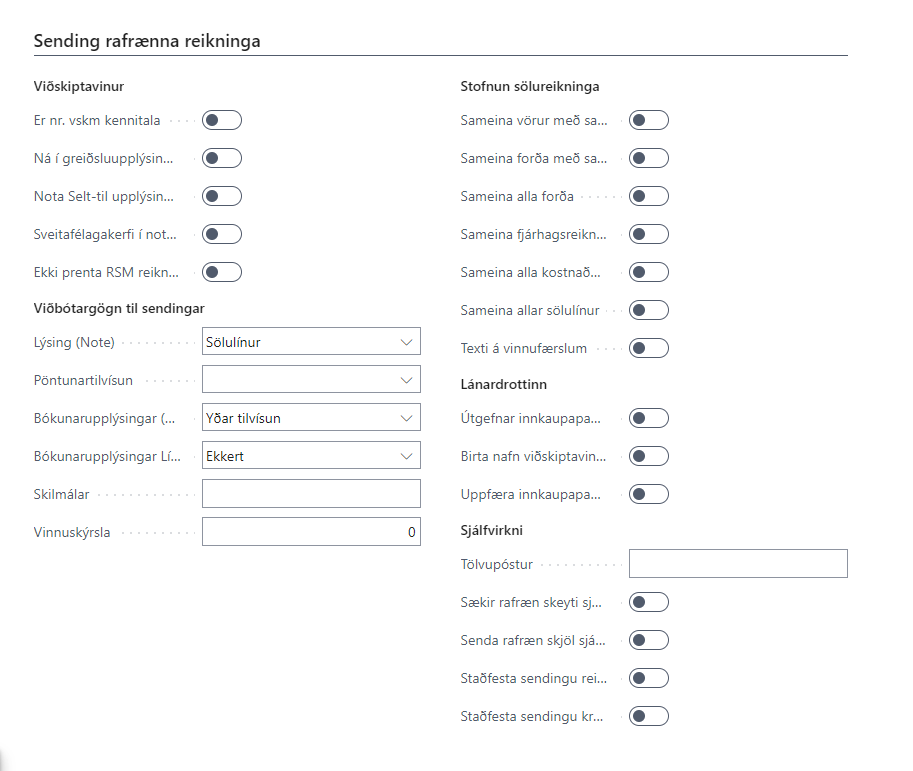 Uppsetning - Reikningar